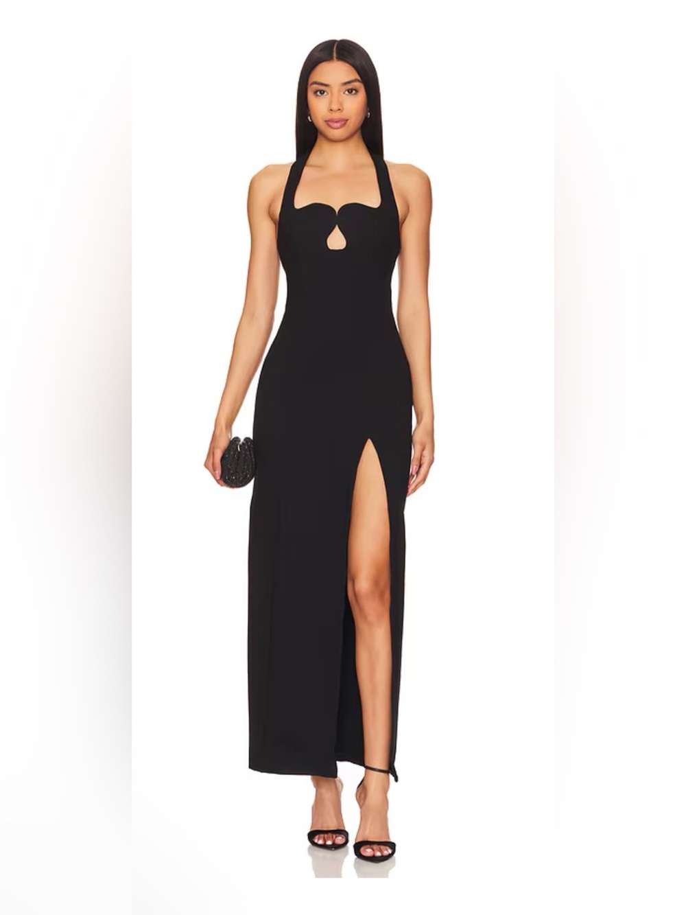 Elliatt Black Halter Maxi Dress with Thigh Slit